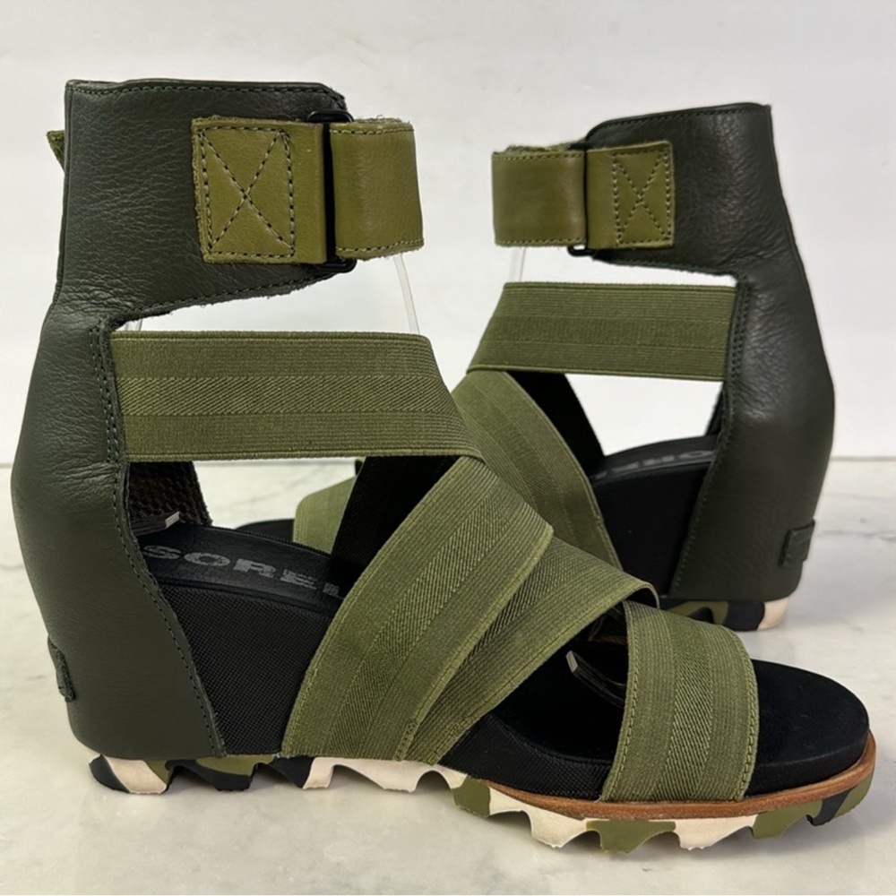 Sorel Women’s Joanie Gladiator ll  Olive Green Wedge Sandals Size 8 - Picture 5 of 8
